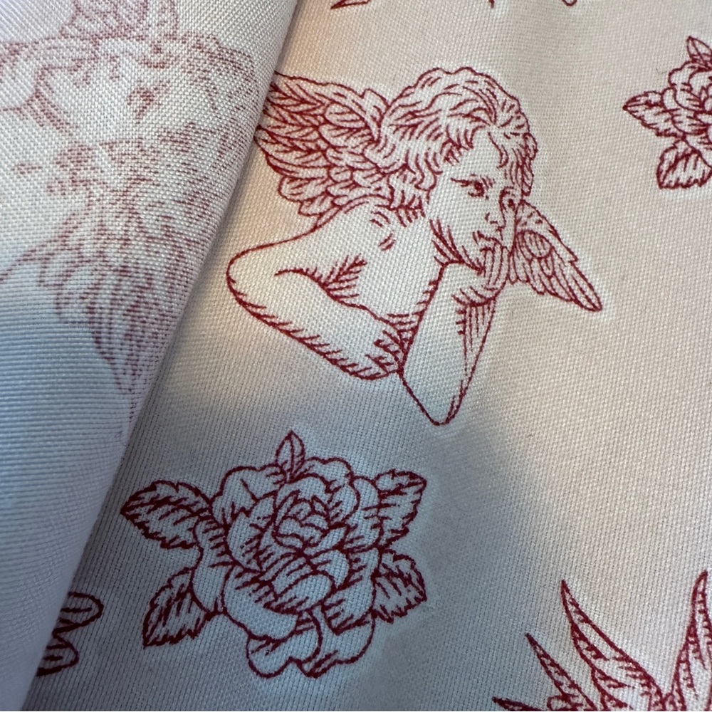 Floral/Angels  Print Pink and Cream Bedding Set